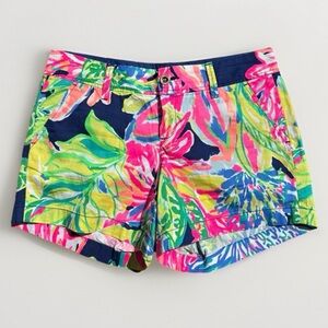 Lilly Pulitzer Sz 6 Callahan Shorts 5" Inseam Resort Navy Traveler's Palm Causal